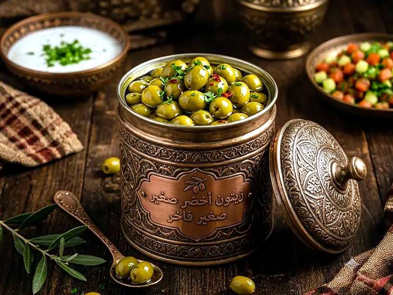 علبة زيتون اخضر صغير