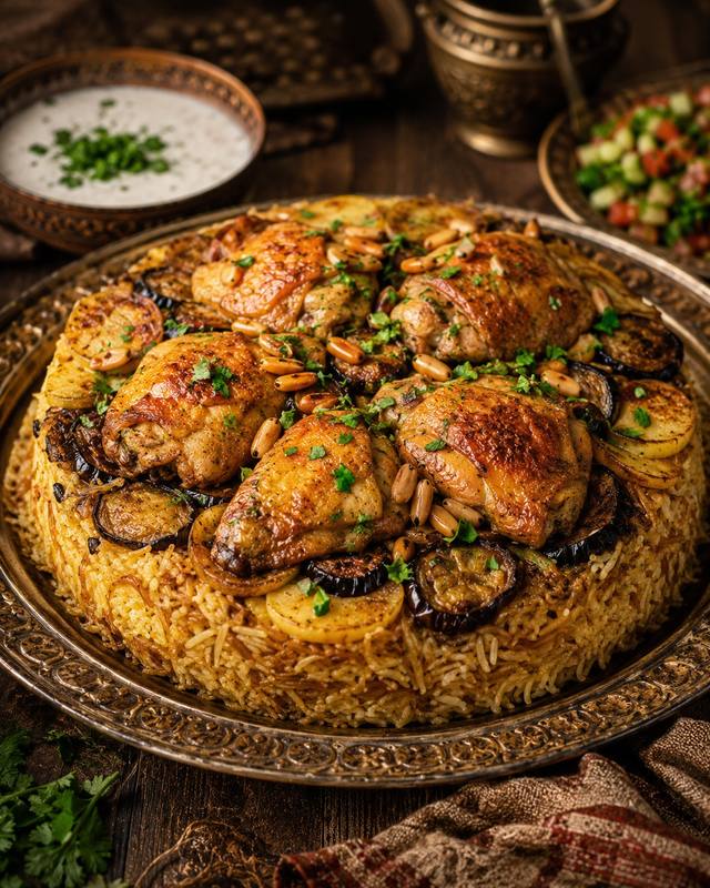 مقلوبة دجاج (دجاجتين)